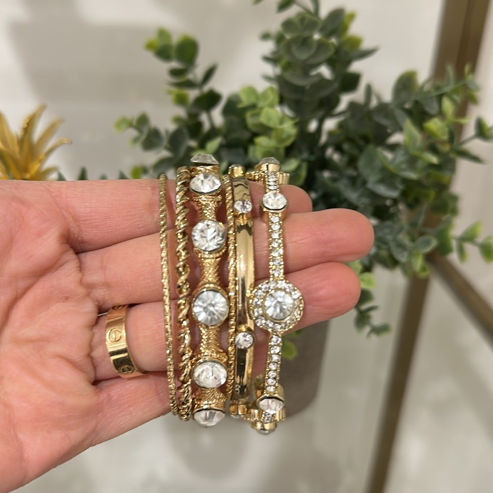 Gold Cache Rhinestone Bangles - Picture 5 of 8
